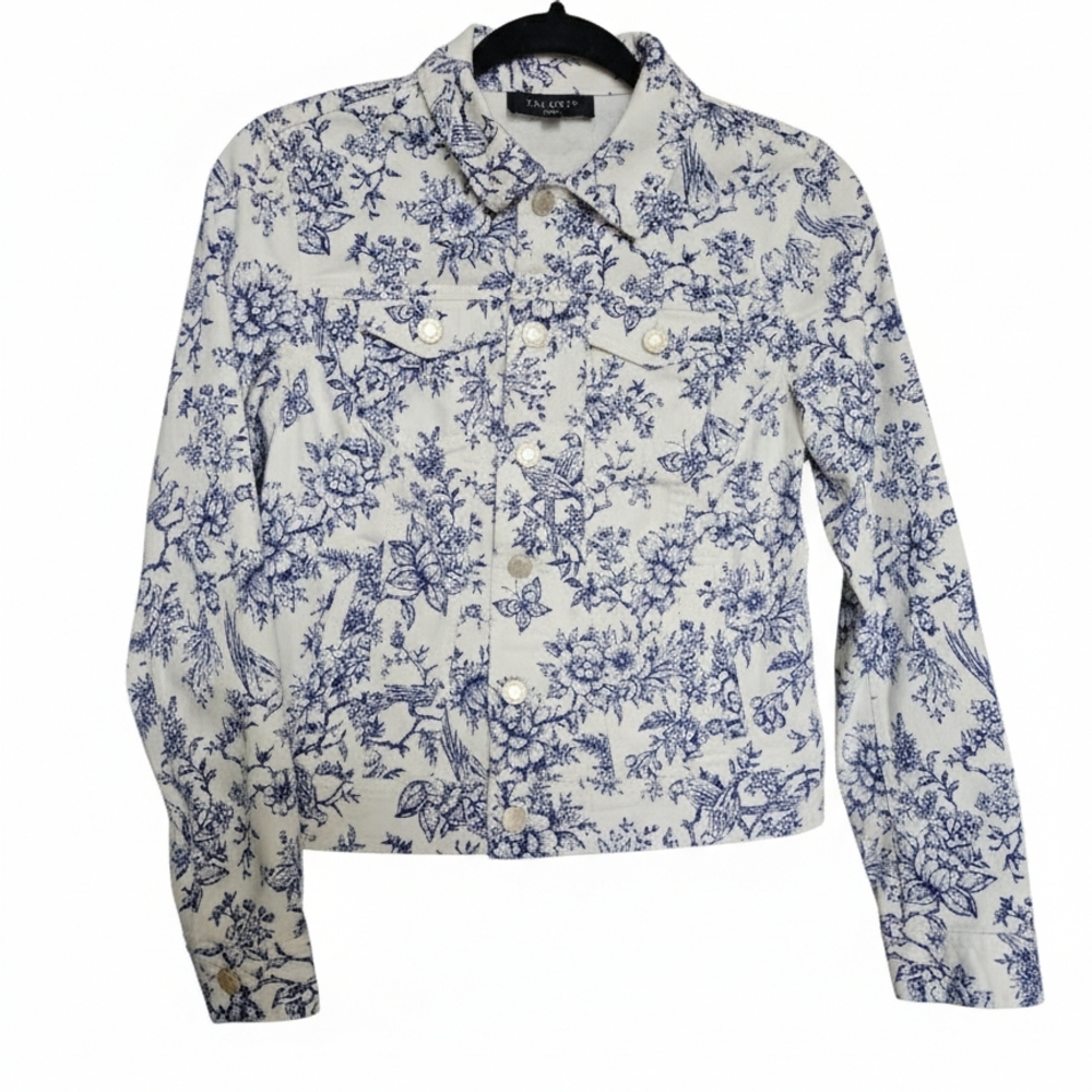 Talbots Butterfly Floral Stretchy Jean Jacket